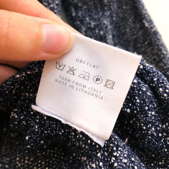 Samuji 100% Cotton Navy Classic Tight Knit Crew Neck Sheer Long Sleeve Sweater S - Picture 8 of 9